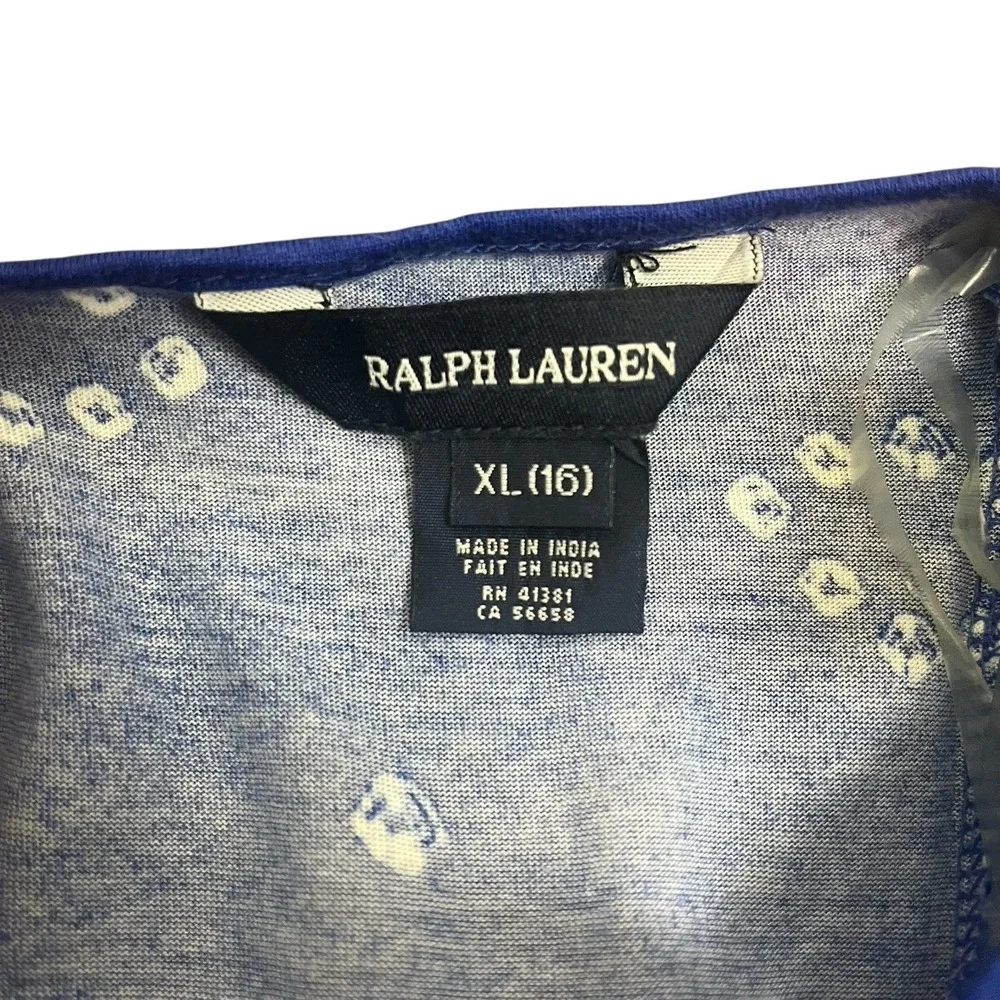 Ralph Lauren Girls Dress Blue Top Green Bottom Tie Dye Racer Bk Sz‎ XL (16) NWT